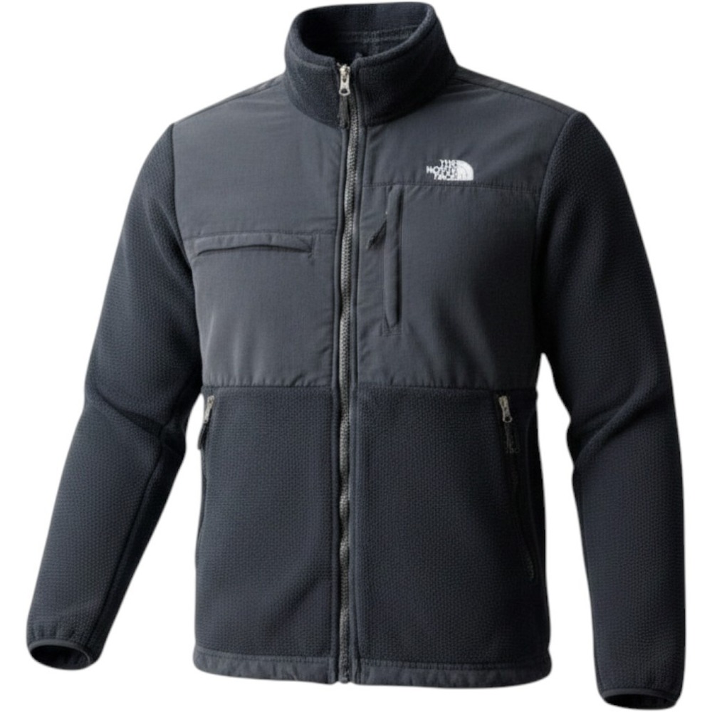 The North Face Mens Black Denali Fleece Jacket Full Zip Hybrid Nylon Overlay M